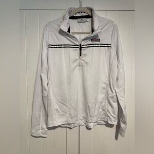 Vineyard Vines Performance Womens White Quarter Zip Pullover Stripe Jacket Large